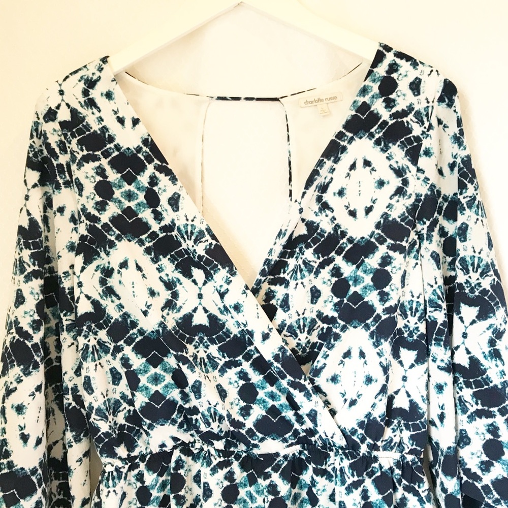 Shibori Long Sleeve Romper